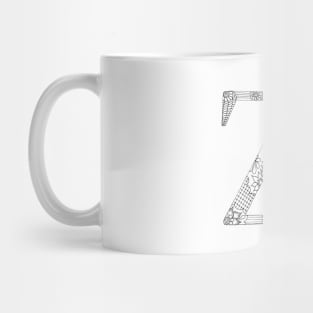 Henna Alphabet Z / Henna Letter Z - Black Henna Line Art Mug